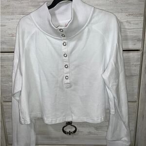 NWOT Free People Movement White Oversized Funnel Neck Long Sleeve Top - M